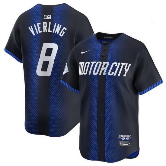 Men Detroit Tigers 8 Matt Vierling 2024 Navy City Connect Cool Base Limited Stitched Jersey