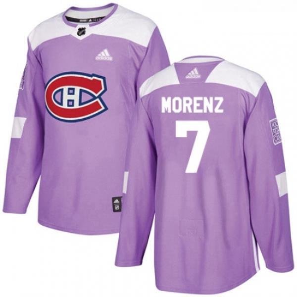 Youth Adidas Montreal Canadiens 7 Howie Morenz Authentic Purple Fights Cancer Practice NHL Jersey