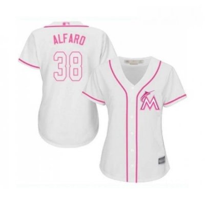 Womens Miami Marlins 38 Jorge Alfaro Replica White Fashion Cool Base Baseball Jersey