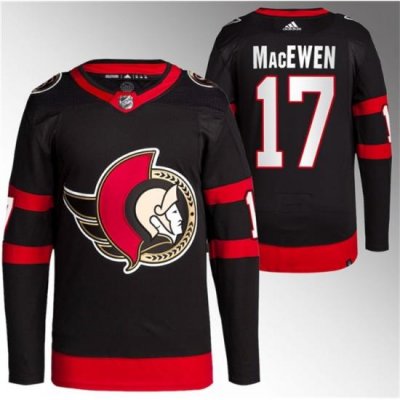 Men Ottawa Senators 17 Zack MacEwen Black Premier Breakaway Stitched Jersey