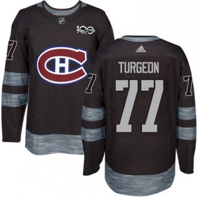 Mens Adidas Montreal Canadiens 77 Pierre Turgeon Authentic Black 1917 2017 100th Anniversary NHL Jersey