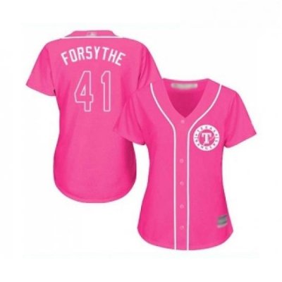 Womens Texas Rangers 41 Logan Forsythe Replica Pink Fashion Cool Base Baseball Jersey