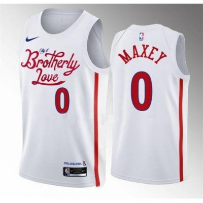 Men Philadelphia 76ers 0 Tyrese Maxey White 2022 23 City Edition Stitched Basketball Jersey