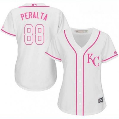 Womens Majestic Kansas City Royals 88 Michael Saunders Authentic White Fashion Cool Base MLB Jersey