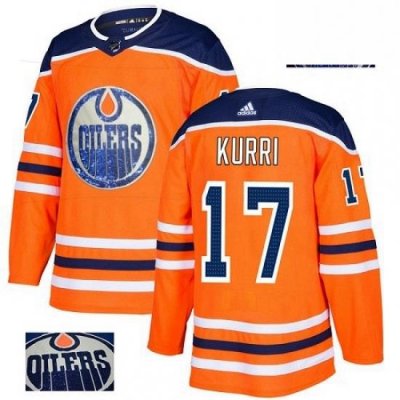 Mens Adidas Edmonton Oilers 17 Jari Kurri Authentic Orange Fashion Gold NHL Jersey