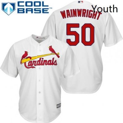 Youth Majestic St Louis Cardinals 50 Adam Wainwright Authentic White Home Cool Base MLB Jersey