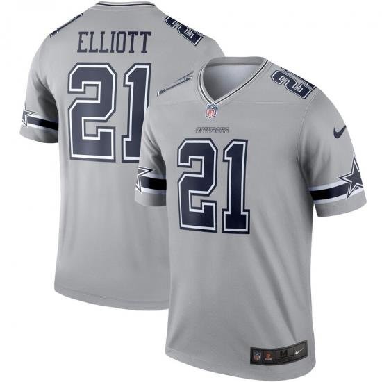 Nike Cowboys 21 Ezekiel Elliott Gray Inverted Legend Jersey