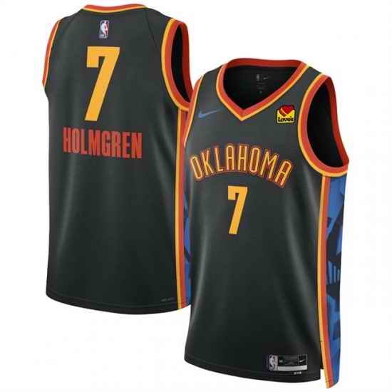 Men Oklahoma City Thunder 7 Chet Holmgren Black 2024 25 City Edition Stitched Basketball Jersey