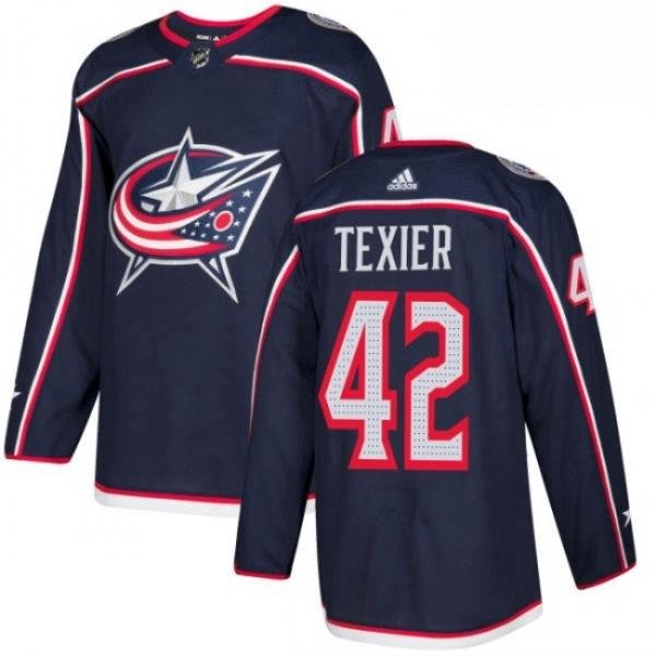 Mens Adidas Columbus Blue Jackets 42 Alexandre Texier Authentic Navy Blue Home NHL Jersey