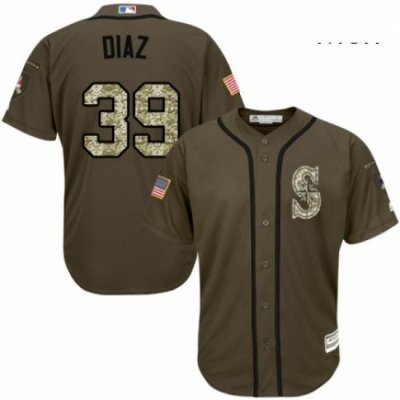 Mens Majestic Seattle Mariners 39 Edwin Diaz Authentic Green Salute to Service MLB Jersey