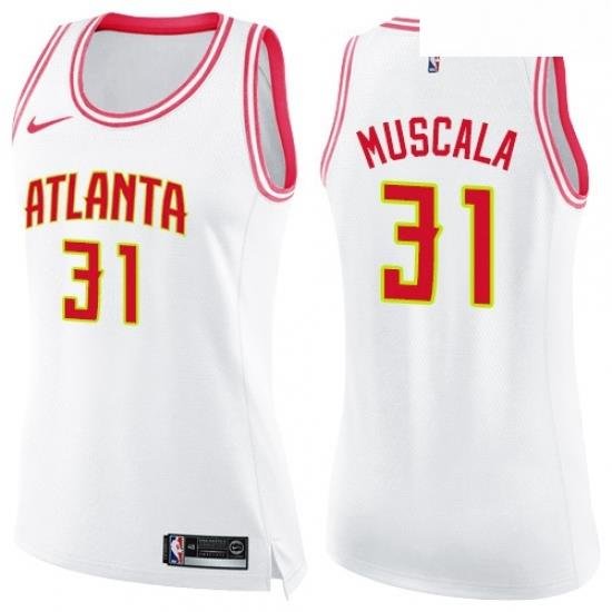 Womens Nike Atlanta Hawks 31 Mike Muscala Swingman WhitePink Fashion NBA Jersey