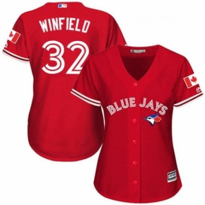 Womens Majestic Toronto Blue Jays 32 Dave Winfield Authentic Scarlet Alternate MLB Jersey