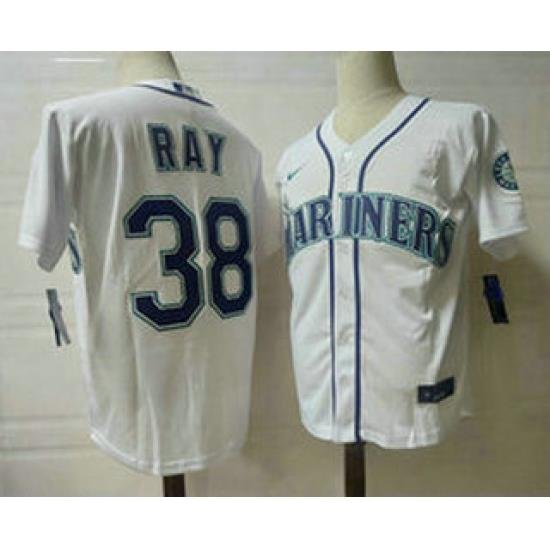 Men Seattle Mariners 38 Robbie Ray White Stitched MLB Flex Base Nike Jersey 1