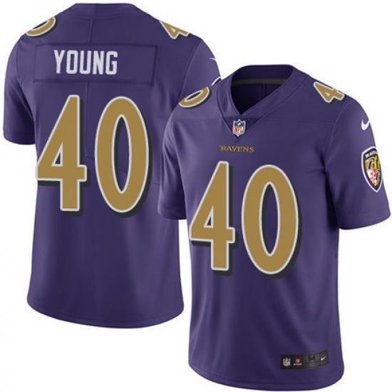 Nike Ravens #40 Kenny Young Purple Mens Stitched NFL Limited Rush Jersey