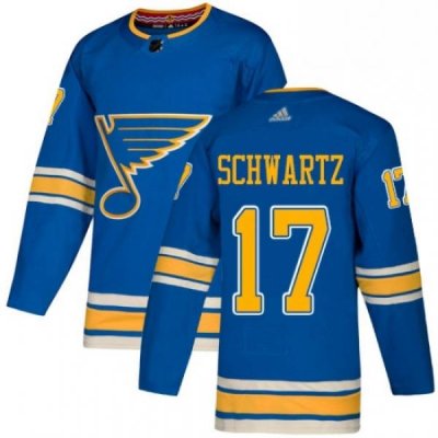 Mens Adidas St Louis Blues 17 Jaden Schwartz Blue Alternate Authentic Stitched NHL Jersey