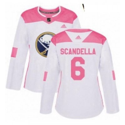 Womens Adidas Buffalo Sabres 6 Marco Scandella Authentic WhitePink Fashion NHL Jersey