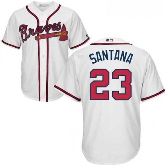 Youth Majestic Atlanta Braves 23 Danny Santana Authentic White Home Cool Base MLB Jersey