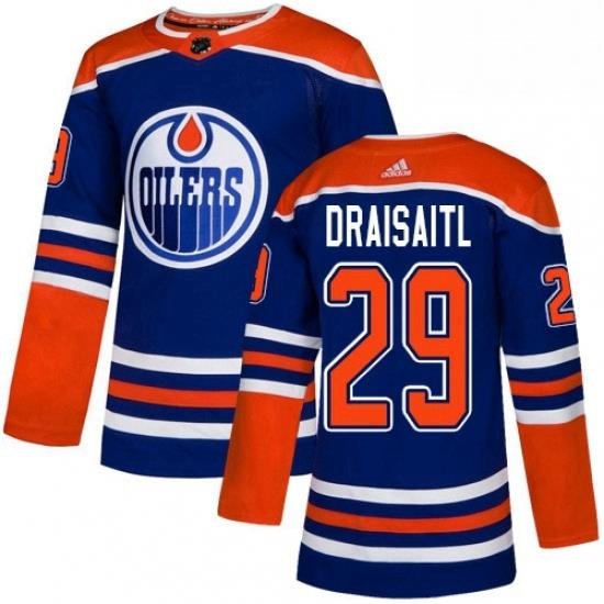 Mens Adidas Edmonton Oilers 29 Leon Draisaitl Premier Royal Blue Alternate NHL Jersey