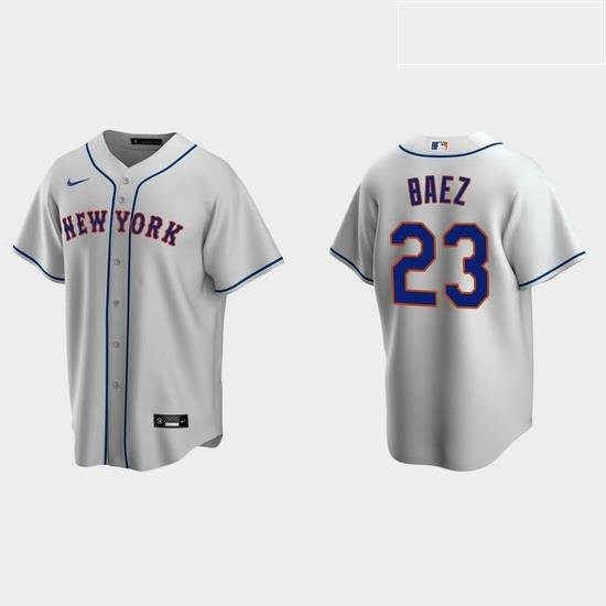 Men NeW York Mets 23 Javier Baez Men Nike Gray Road MLB Jersey