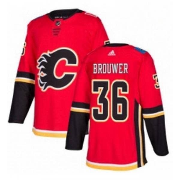 Youth Adidas Calgary Flames 36 Troy Brouwer Authentic Red Home NHL Jersey