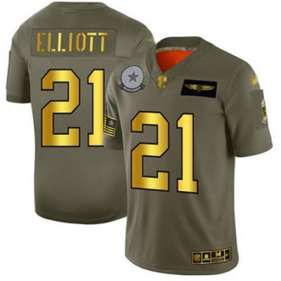 Cowboys 21 Ezekiel Elliott Camo Gold Men Stitched Football Limited 2019 Salute To Service Jersey