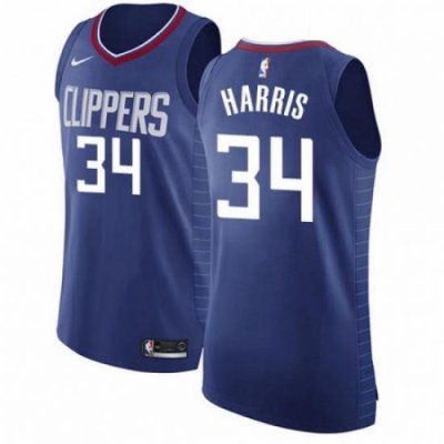 Mens Nike Los Angeles Clippers 34 Tobias Harris Authentic Blue Road NBA Jersey Icon Edition