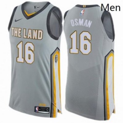 Mens Nike Cleveland Cavaliers 16 Cedi Osman Authentic Gray NBA Jersey City Edition