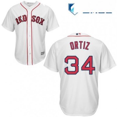 Mens Majestic Boston Red Sox 34 David Ortiz Replica White Home Cool Base MLB Jersey