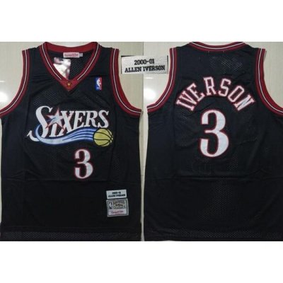 76ers 3 Allen Iverson Black 2000 01 Hardwood Classics Jersey