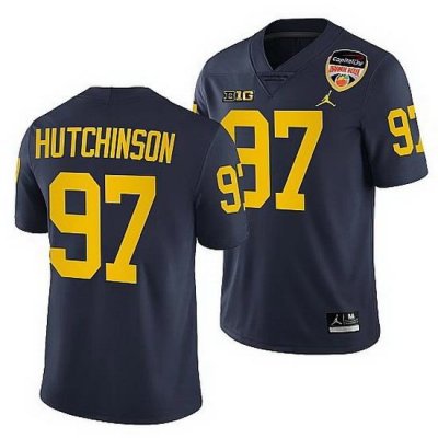 Michigan Wolverines Aidan Hutchinson Navy 2021 Orange Bowl College Football Playoff Jersey