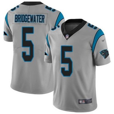 Nike Panthers 5 Teddy Bridgewater Silver Men Stitched NFL Limited Inverted Legend Jersey