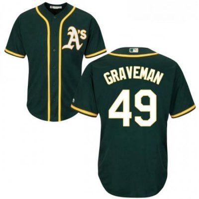 Youth Majestic Oakland Athletics 49 Kendall Graveman Authentic Green Alternate 1 Cool Base MLB Jersey