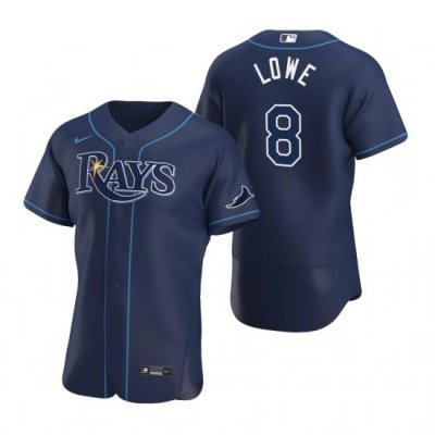 Men Tampa Bay Rays 8 Brandon LoWe Men Nike Navy Alternate 2020 Flex Base Team MLB Jersey