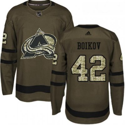 Youth Adidas Colorado Avalanche 42 Sergei Boikov Authentic Green Salute to Service NHL Jersey