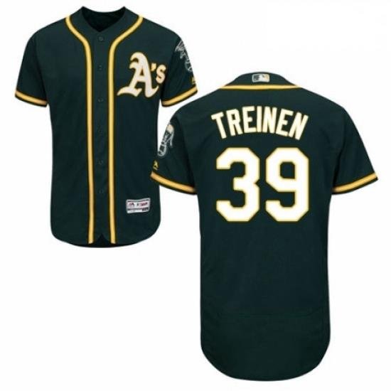 Mens Majestic Oakland Athletics 39 Blake Treinen Green Alternate Flex Base Authentic Collection MLB Jersey