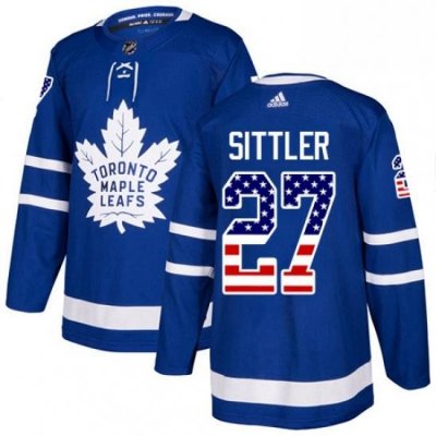 Mens Adidas Toronto Maple Leafs 27 Darryl Sittler Authentic Royal Blue USA Flag Fashion NHL Jersey