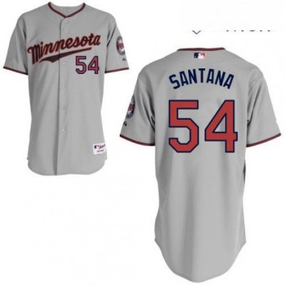 Mens Majestic Minnesota Twins 54 Ervin Santana Replica Grey Road Cool Base MLB Jersey