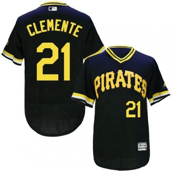 Mens Majestic Pittsburgh Pirates 21 Roberto Clemente Black FlexBase Authentic Collection MLB Jersey