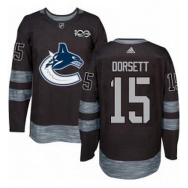 Mens Adidas Vancouver Canucks 15 Derek Dorsett Premier Black 1917 2017 100th Anniversary NHL Jersey