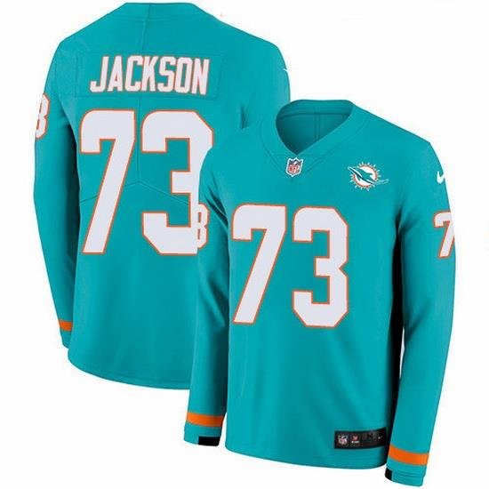 Nike Dolphins 73 Austin Jackson Aqua Green Team Color Men Stitched NFL Limited Therma Long Sleeve Jersey