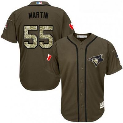 Youth Majestic Toronto Blue Jays 55 Russell Martin Replica Green Salute to Service MLB Jersey