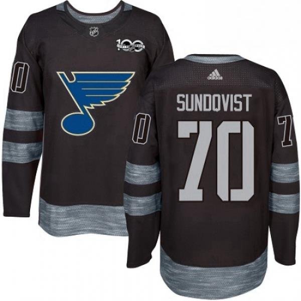 Mens Adidas St Louis Blues 70 Oskar Sundqvist Authentic Black 1917 2017 100th Anniversary NHL Jersey