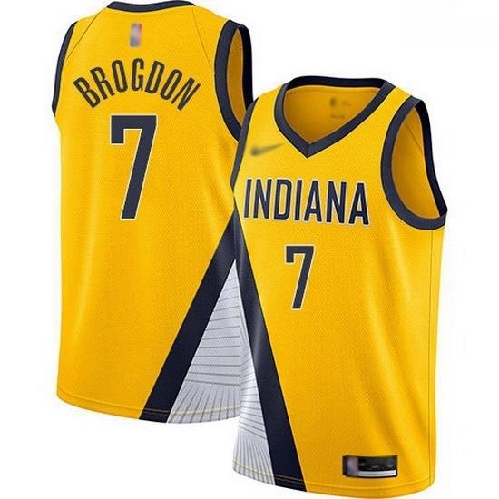 Pacers  7 Malcolm Brogdon Gold Basketball Swingman Statement Edition 2019 2020 Jersey