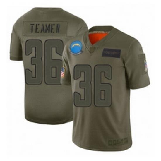 Womens Los Angeles Chargers 36 Roderic Teamer Limited Camo 2019 Salute to Service Football Jerse