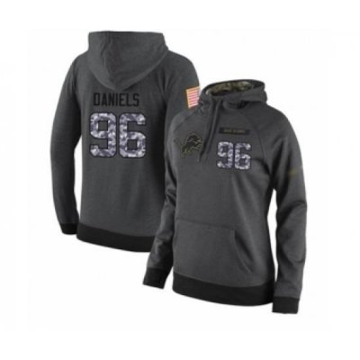 Football Womens Detroit Lions 96 Mike Daniels Stitched Black Anthracite Salute to Service Player Performance Hoodie