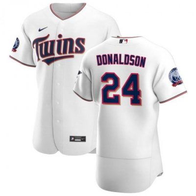 Men Minnesota TWins 24 Josh Donaldson Men Nike White Home 2020 60th Season Flex Base Team MLB Jersey