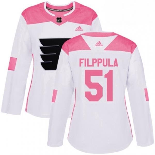 Womens Adidas Philadelphia Flyers 51 Valtteri Filppula Authentic WhitePink Fashion NHL Jersey