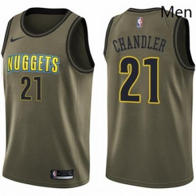 Mens Nike Denver Nuggets 21 Wilson Chandler Swingman Green Salute to Service NBA Jersey