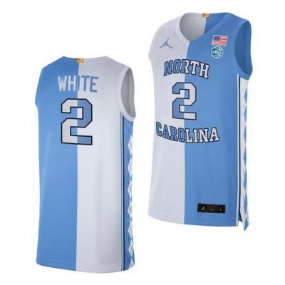 North Carolina Tar Heels Coby White 2021 Blue White Split Edition Special Jersey