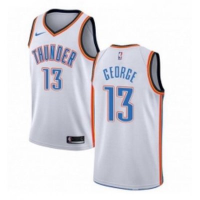 Womens Nike Oklahoma City Thunder 13 Paul George Authentic White Home NBA Jersey Association Edition